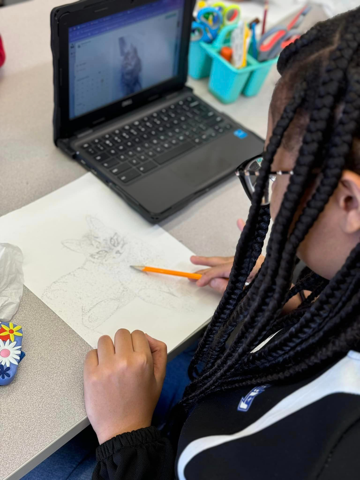 Graphic Design Students Explore Illustration Techniques in Two-Dimensional Design Class